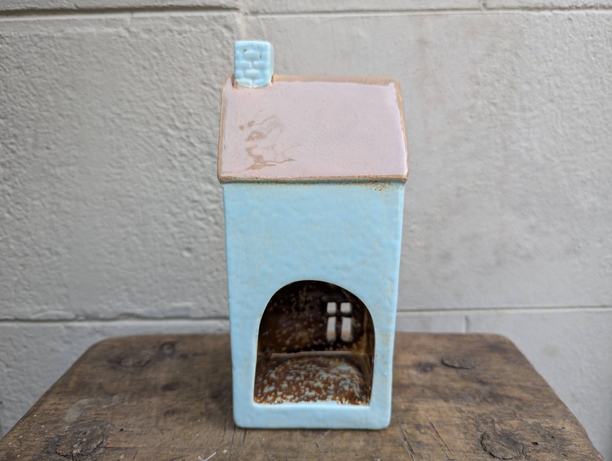 Casa porta candela Celeste - | Idee regalo, artigianato, arredamento, design, tessuti e tombolo | Milleidee di Alessandro Magrini, Anghiari, Toscana