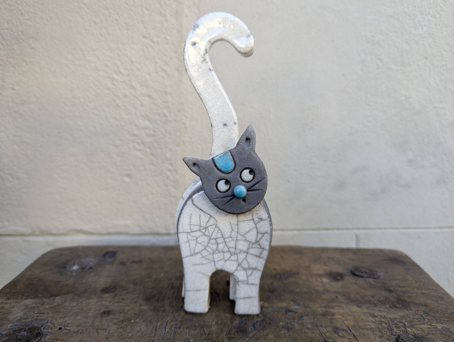 Raku - Gatto Bianco - | Idee regalo, artigianato, arredamento, design, tessuti e tombolo | Milleidee di Alessandro Magrini, Anghiari, Toscana