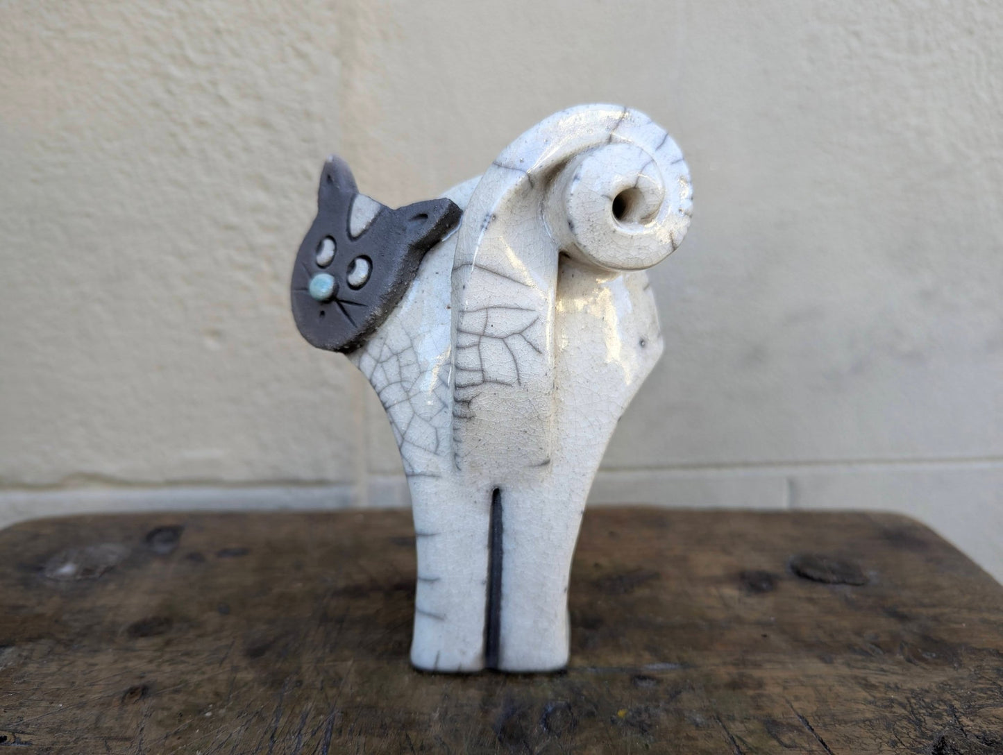 Raku - Gatto Bianco - | Idee regalo, artigianato, arredamento, design, tessuti e tombolo | Milleidee di Alessandro Magrini, Anghiari, Toscana