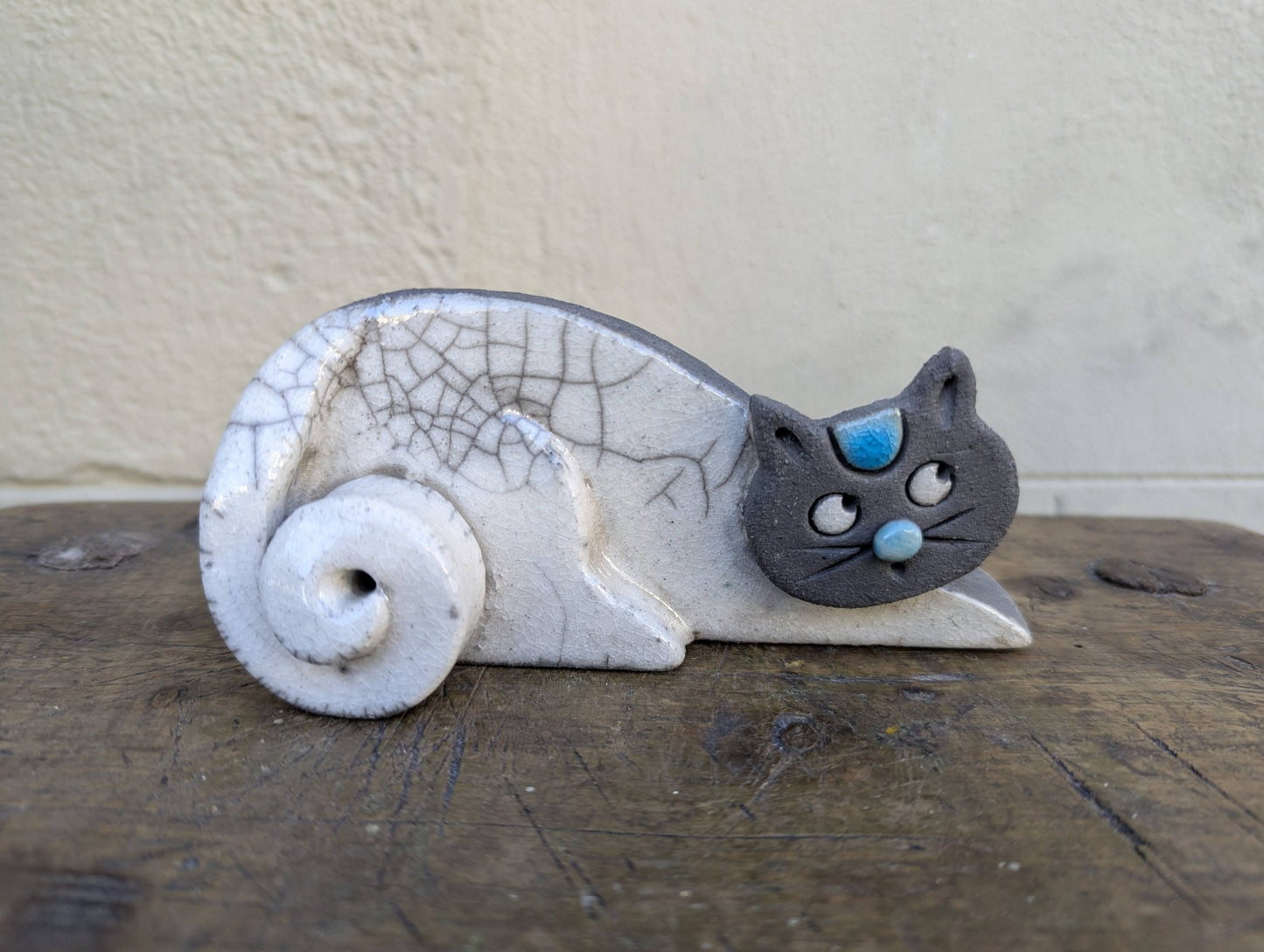 Raku - Gatto Bianco - | Idee regalo, artigianato, arredamento, design, tessuti e tombolo | Milleidee di Alessandro Magrini, Anghiari, Toscana