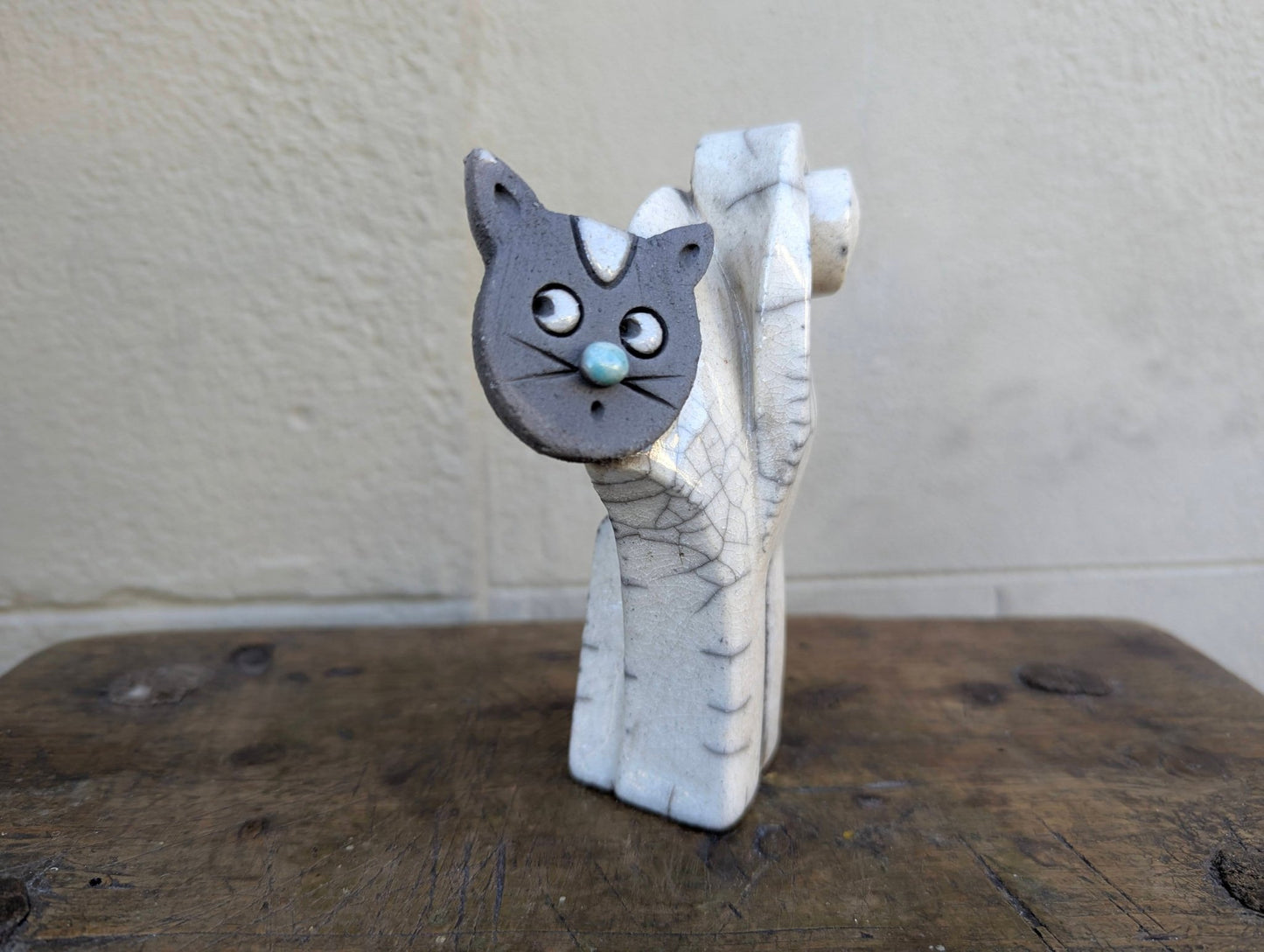 Raku - Gatto Bianco - | Idee regalo, artigianato, arredamento, design, tessuti e tombolo | Milleidee di Alessandro Magrini, Anghiari, Toscana
