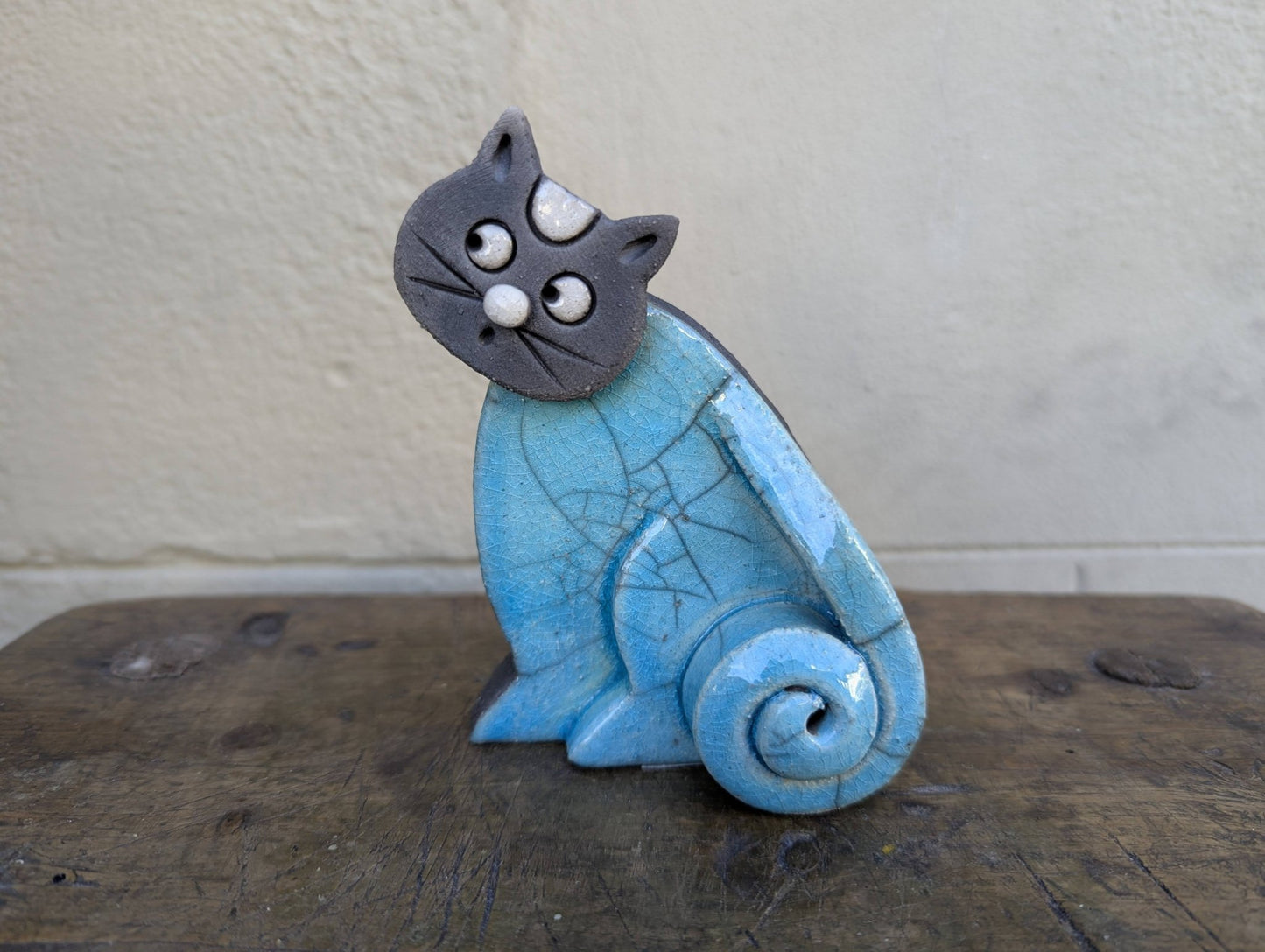 Raku - Gatto Blu - | Idee regalo, artigianato, arredamento, design, tessuti e tombolo | Milleidee di Alessandro Magrini, Anghiari, Toscana