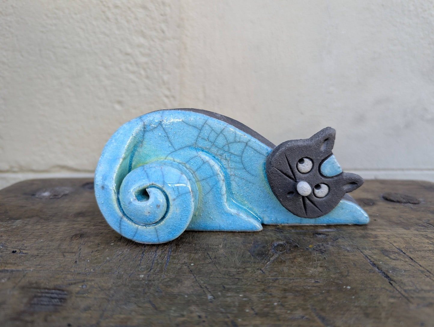 Raku - Gatto Blu - | Idee regalo, artigianato, arredamento, design, tessuti e tombolo | Milleidee di Alessandro Magrini, Anghiari, Toscana