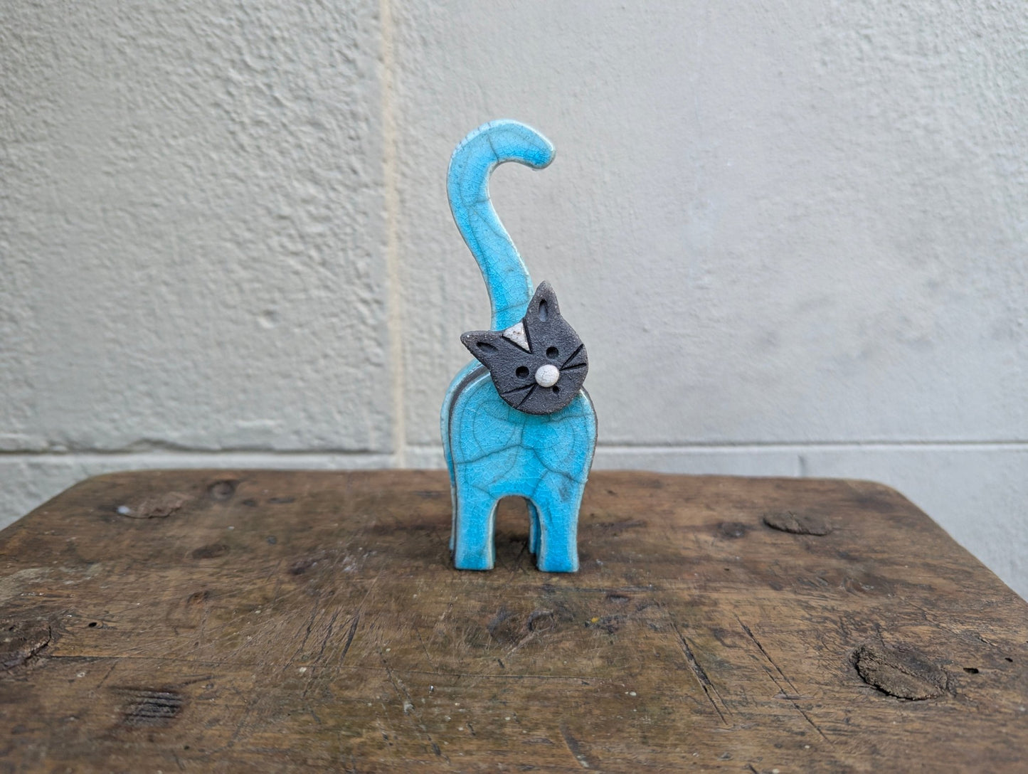 Raku - Gatto Blu - | Idee regalo, artigianato, arredamento, design, tessuti e tombolo | Milleidee di Alessandro Magrini, Anghiari, Toscana