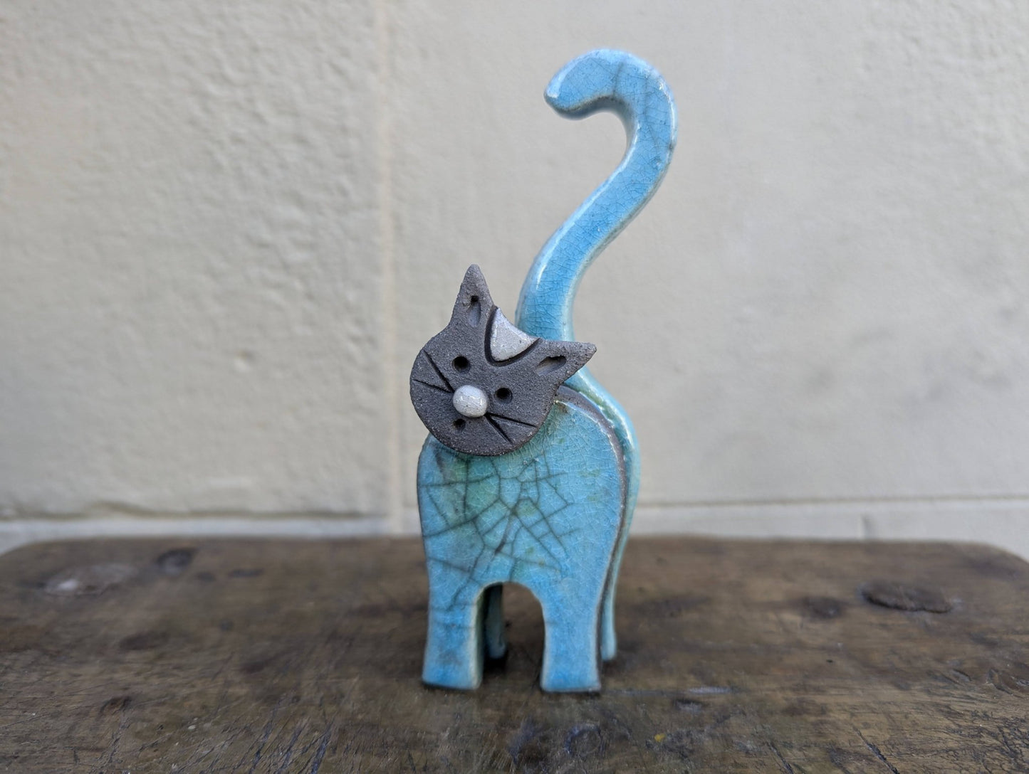Raku - Gatto Blu - | Idee regalo, artigianato, arredamento, design, tessuti e tombolo | Milleidee di Alessandro Magrini, Anghiari, Toscana