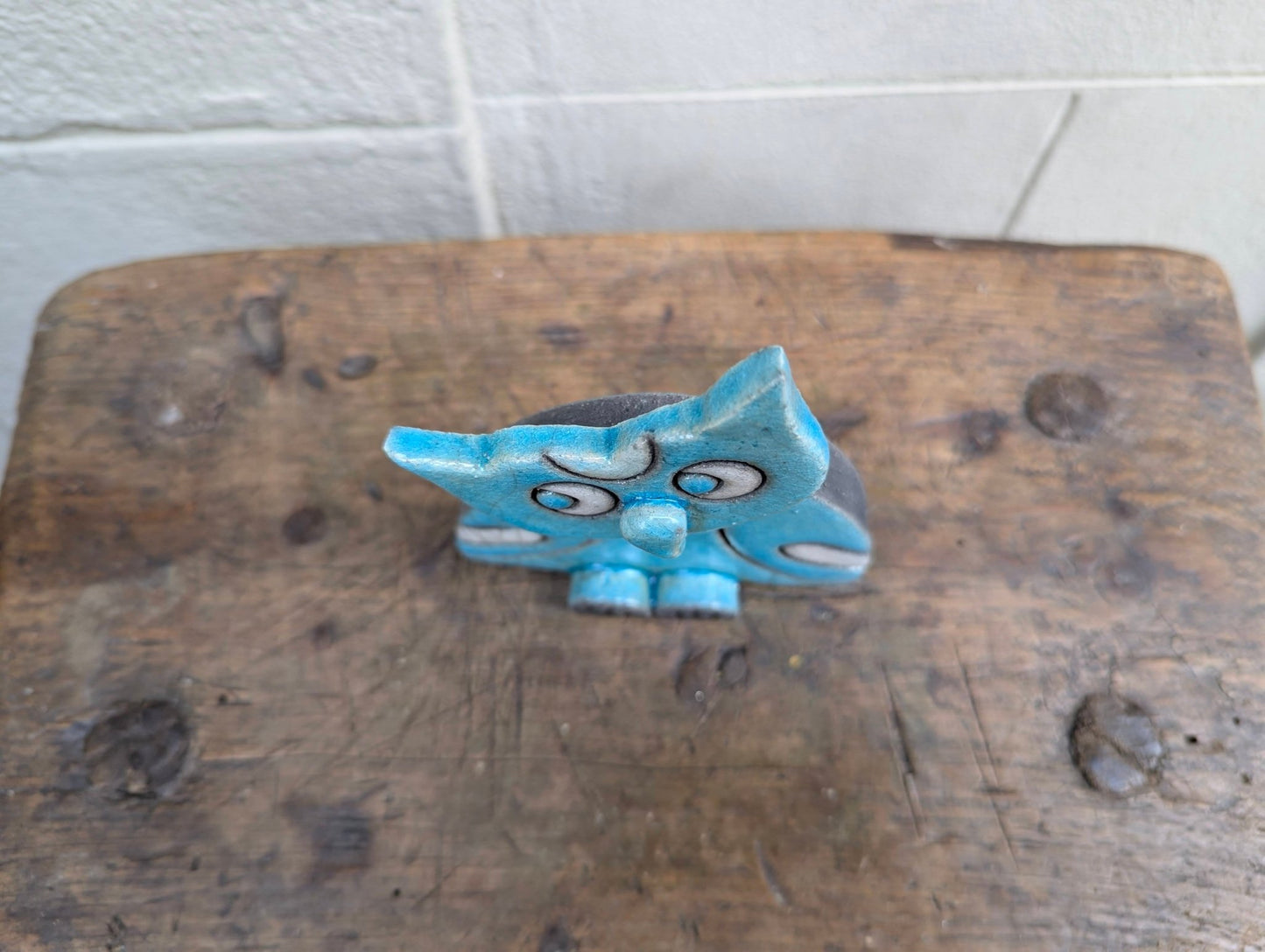 Raku - Gufo Azzurro - | Idee regalo, artigianato, arredamento, design, tessuti e tombolo | Milleidee di Alessandro Magrini, Anghiari, Toscana