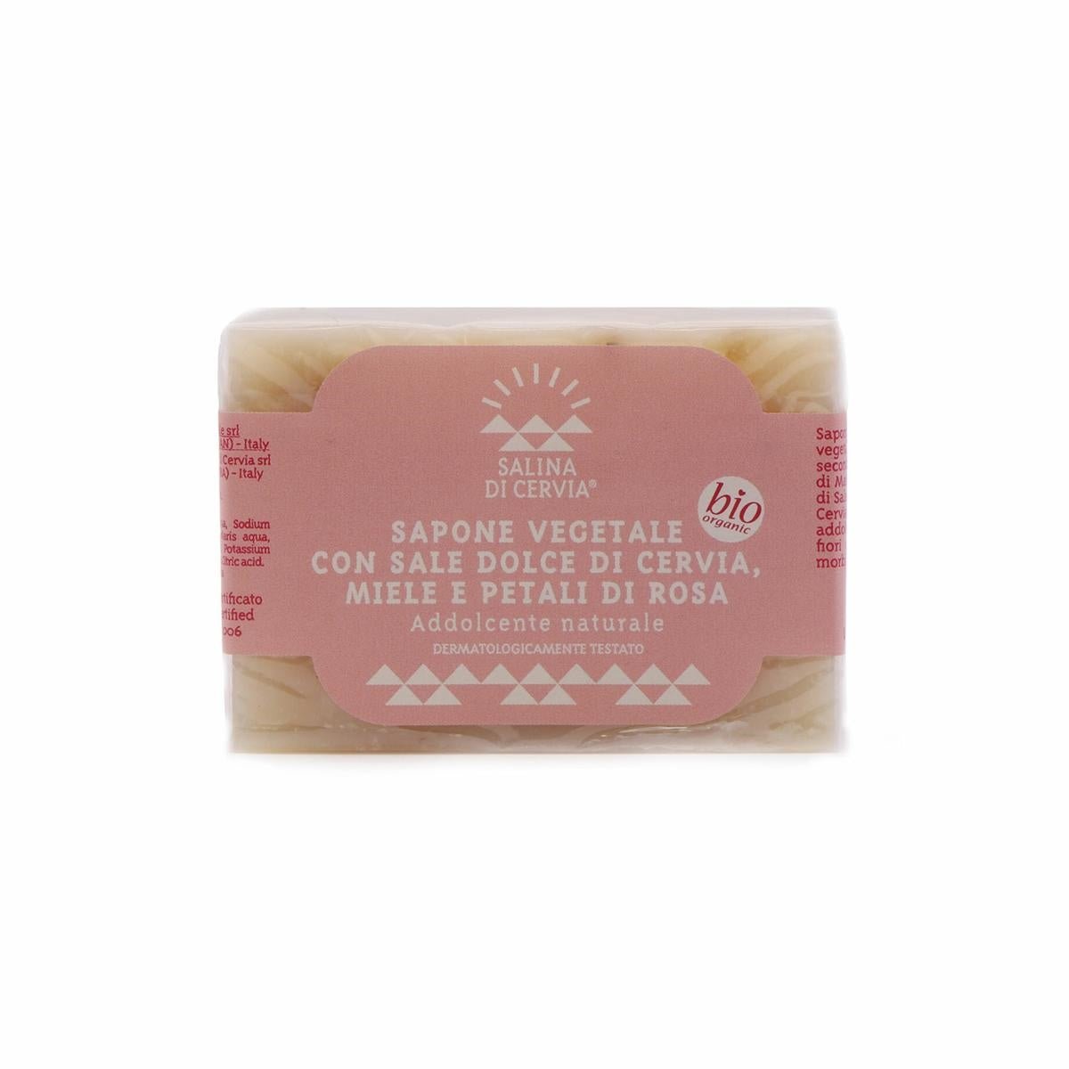 Sapone vegetale bio al Miele e Petali di rosa al Sale Dolce di Cervia 100g - | Idee regalo, artigianato, arredamento, design, tessuti e tombolo | Milleidee di Alessandro Magrini, Anghiari, Toscana