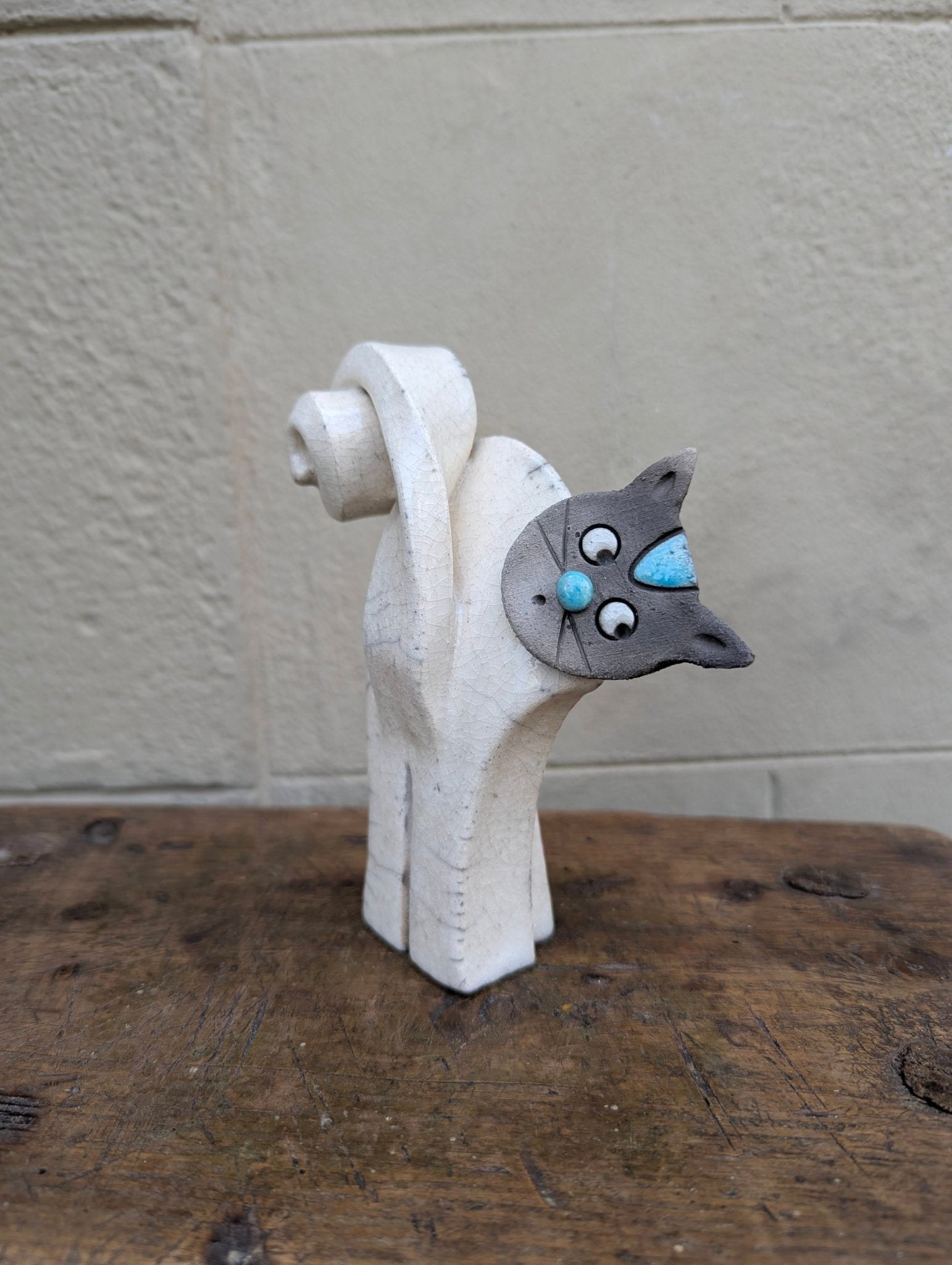 Raku - Gatto Bianco - | Idee regalo, artigianato, arredamento, design, tessuti e tombolo | Milleidee di Alessandro Magrini, Anghiari, Toscana