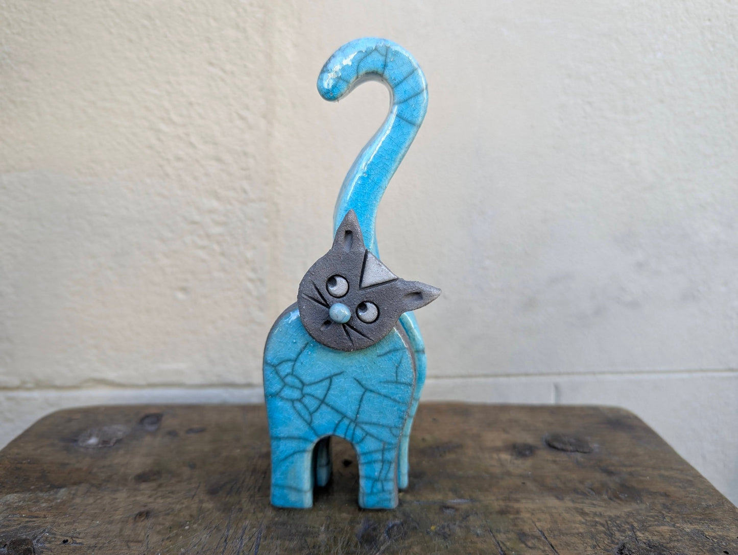 Raku - Gatto Blu - | Idee regalo, artigianato, arredamento, design, tessuti e tombolo | Milleidee di Alessandro Magrini, Anghiari, Toscana
