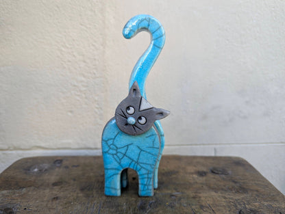 Raku - Gatto Blu - | Idee regalo, artigianato, arredamento, design, tessuti e tombolo | Milleidee di Alessandro Magrini, Anghiari, Toscana