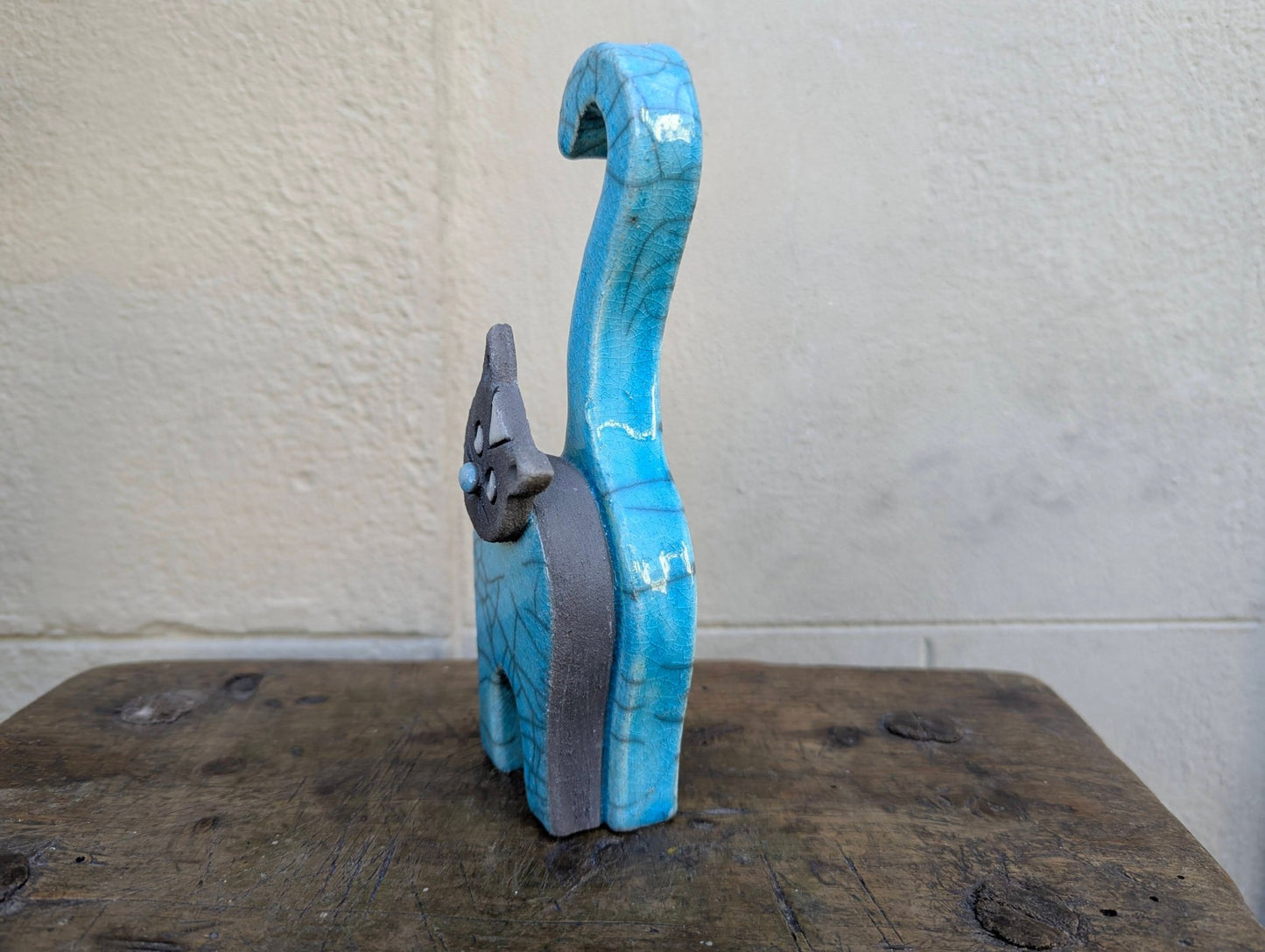 Raku - Gatto Blu - | Idee regalo, artigianato, arredamento, design, tessuti e tombolo | Milleidee di Alessandro Magrini, Anghiari, Toscana