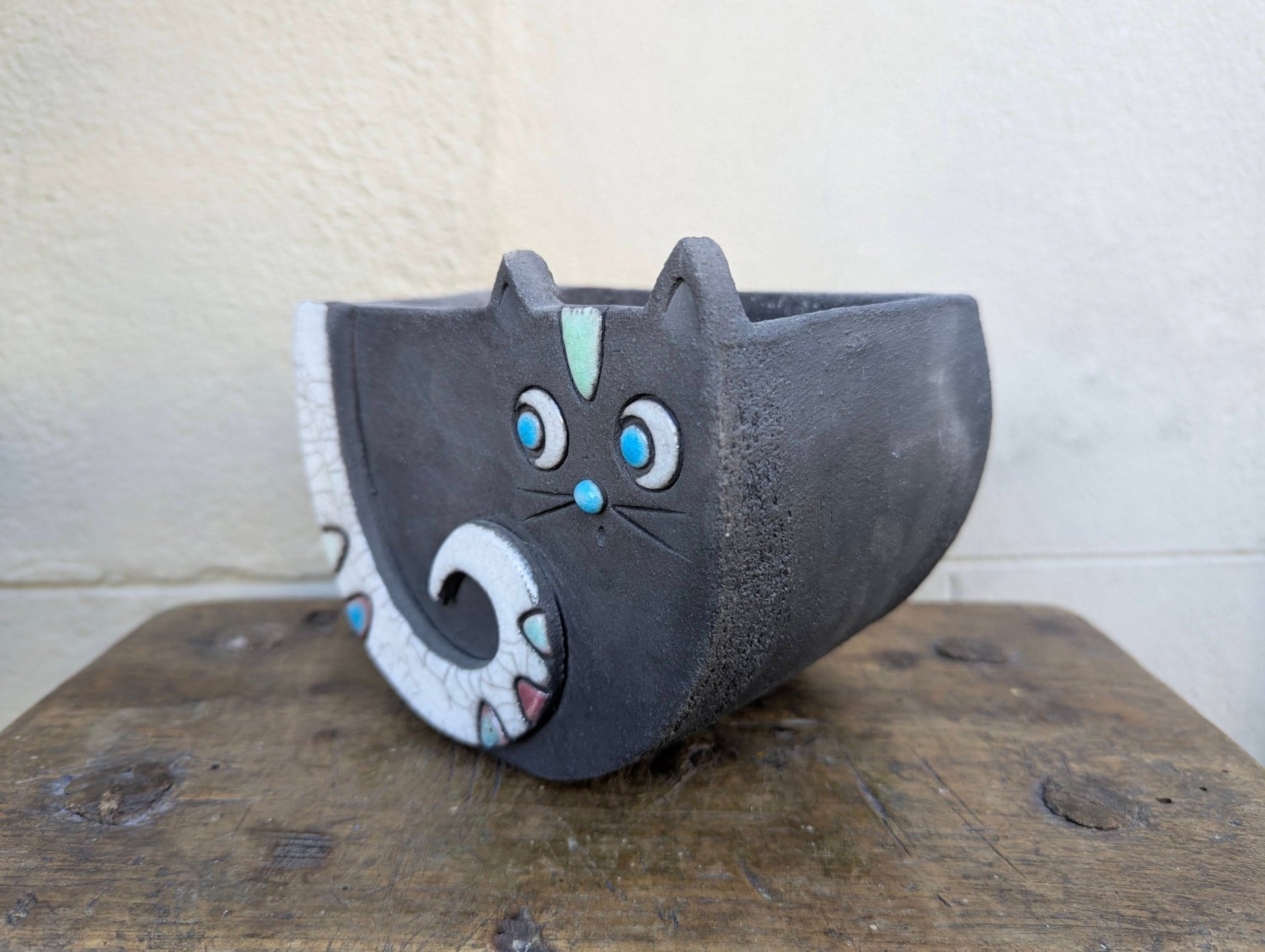 Raku - Gatto Nero - | Idee regalo, artigianato, arredamento, design, tessuti e tombolo | Milleidee di Alessandro Magrini, Anghiari, Toscana