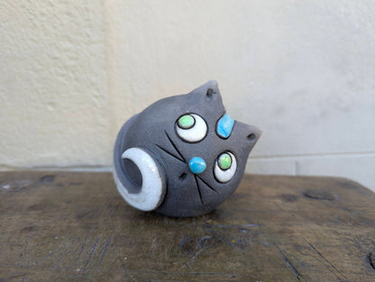 Raku - Gatto Nero - | Idee regalo, artigianato, arredamento, design, tessuti e tombolo | Milleidee di Alessandro Magrini, Anghiari, Toscana